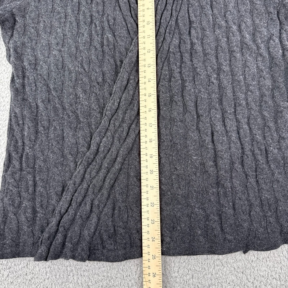 Garnet Hill Cardigan Sweater L Gray 100% Cashmere Cable Knit Open Front Warm - Picture 4 of 8